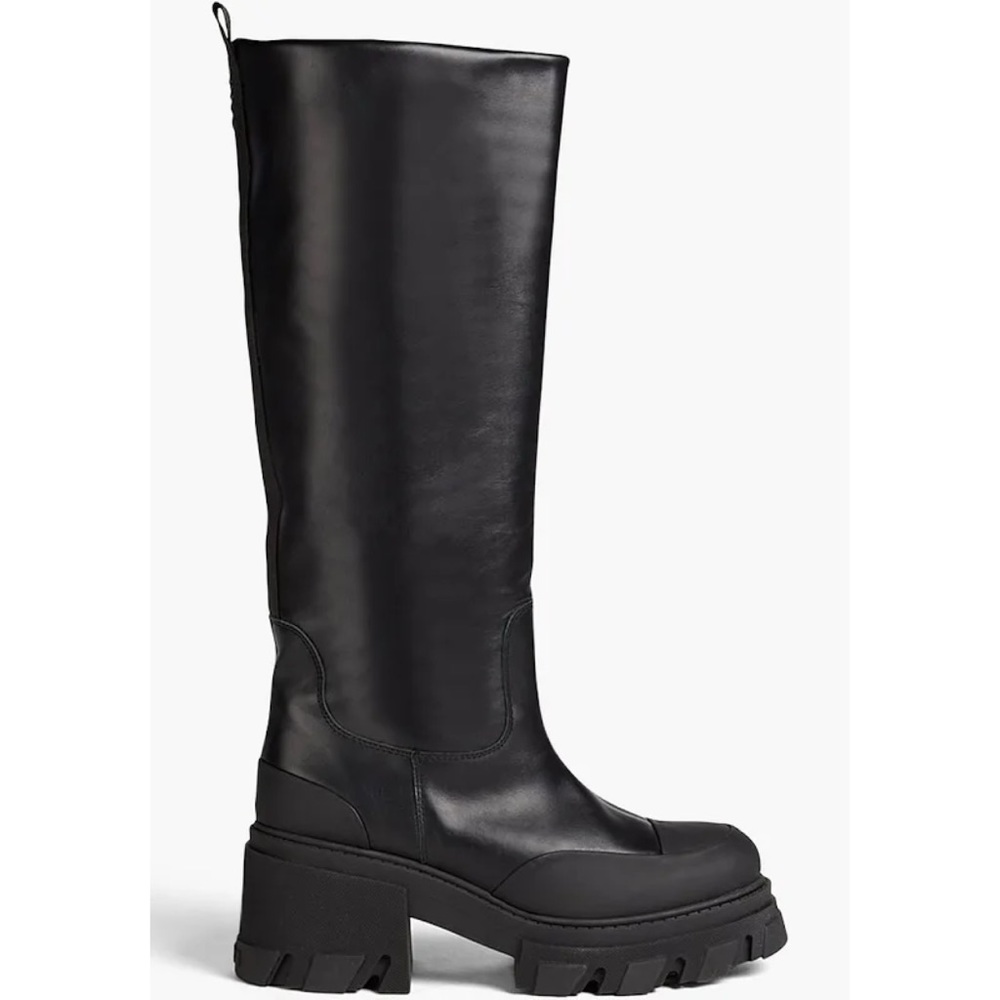 GANNI black Leather knee boots size 40